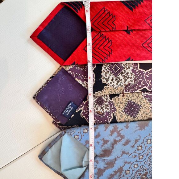 Vintage Designer Necktie Bundle Set of3 Abstract Geometric Silk Classic Menswear - Picture 5 of 5